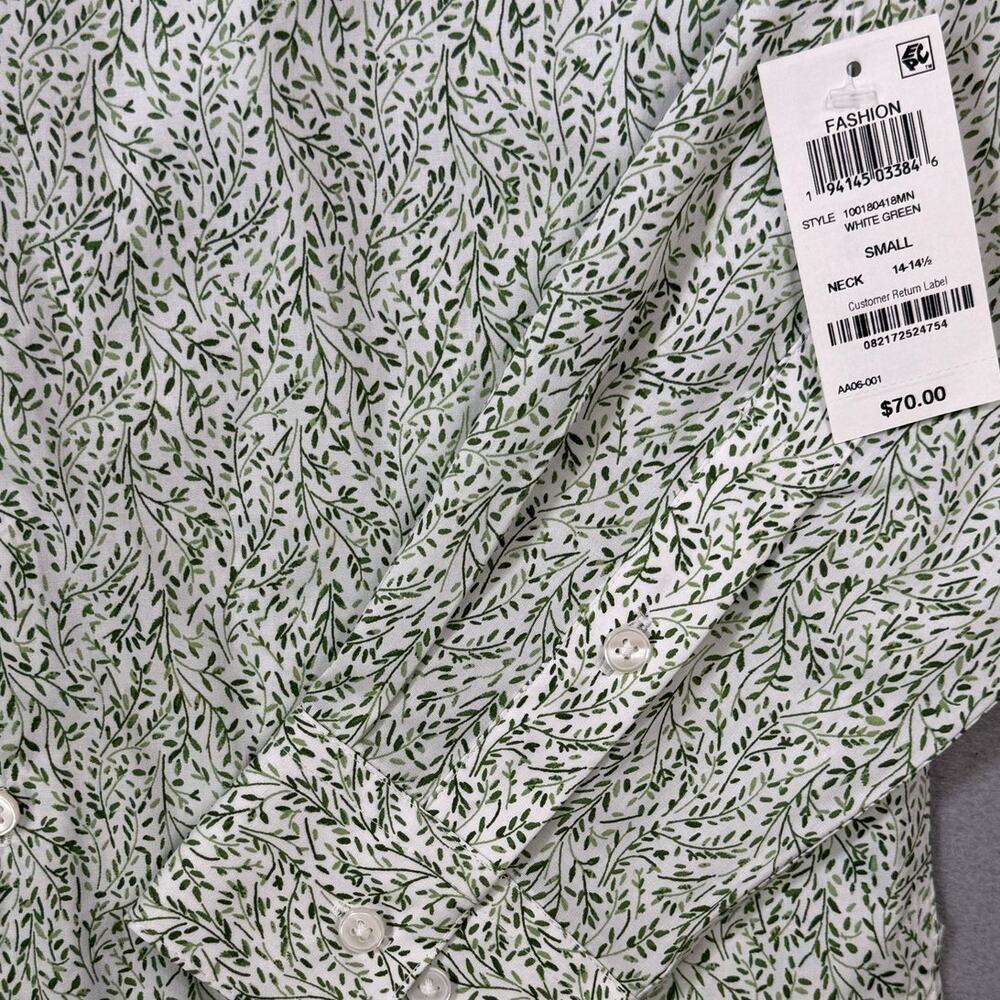 Bar III Men's Slim-Fit Contrast Vine Dress Shirt, White Green small $70 - Picture 5 of 6
